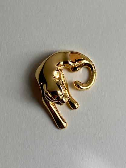 Vintage 14K Solid Yellow Gold Panther Pendant