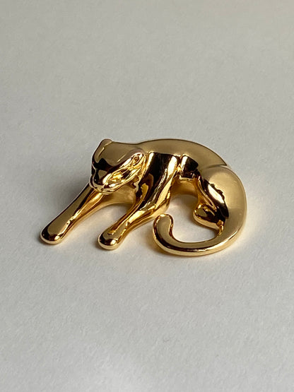 Vintage 14K Solid Yellow Gold Panther Pendant