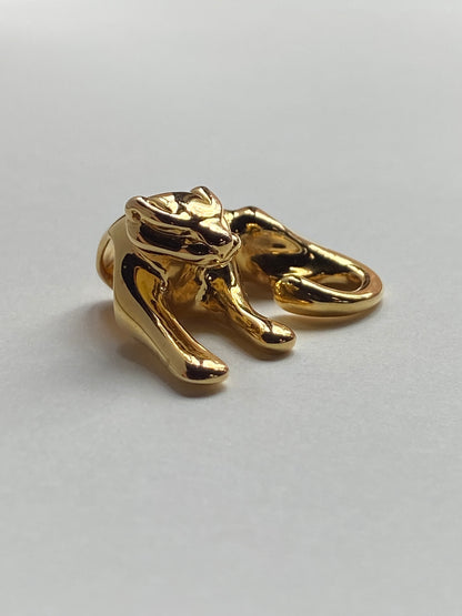 Vintage 14K Solid Yellow Gold Panther Pendant