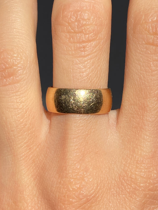 Vintage 14K Solid Yellow Gold Cigar Band Ring, Size 6