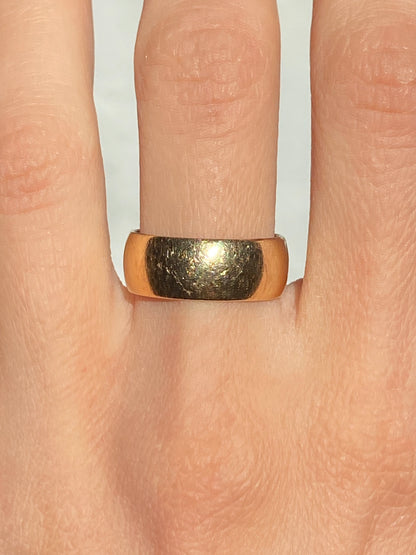 Vintage 14K Solid Yellow Gold Cigar Band Ring, Size 6