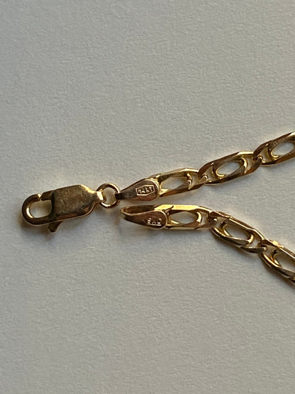 Vintage 14K Solid Yellow Gold Flat-Link Bracelet