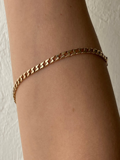 VINTAGE 14K GOLD CURB CHAIN BRACELET, 8 5/16" x 3 MM