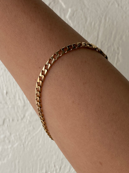 VINTAGE 14K GOLD CURB CHAIN BRACELET, 8 5/16" x 3 MM