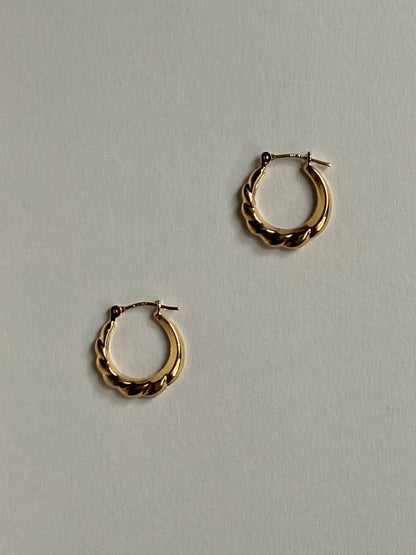 Vintage 14K Solid Yellow Gold Huggie Hoops