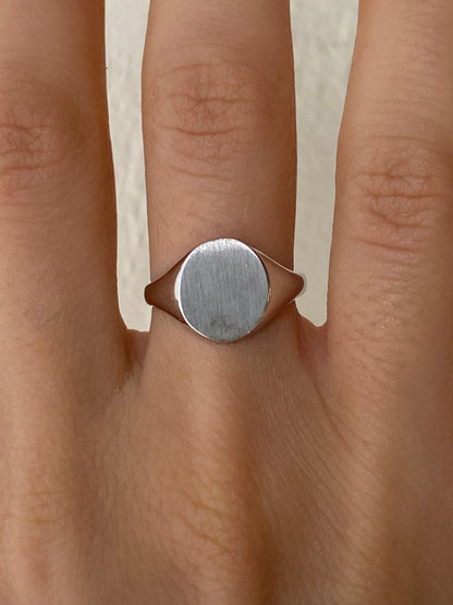VINTAGE 14K WHITE GOLD SIGNET RING, SIZE 5.5