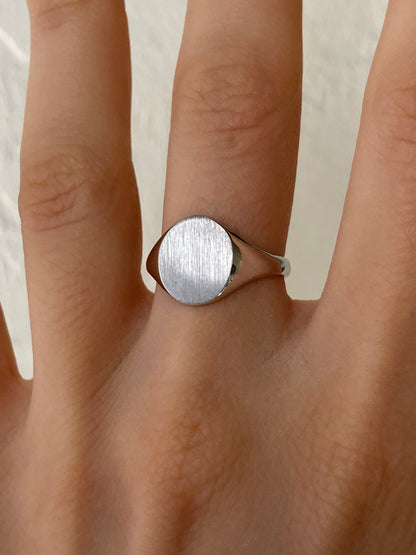 VINTAGE 14K WHITE GOLD SIGNET RING, SIZE 5.5