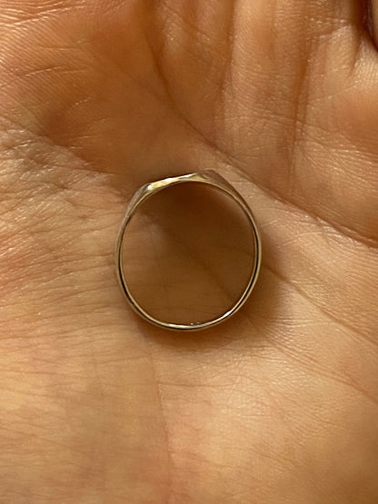 VINTAGE 14K WHITE GOLD SIGNET RING, SIZE 5.5