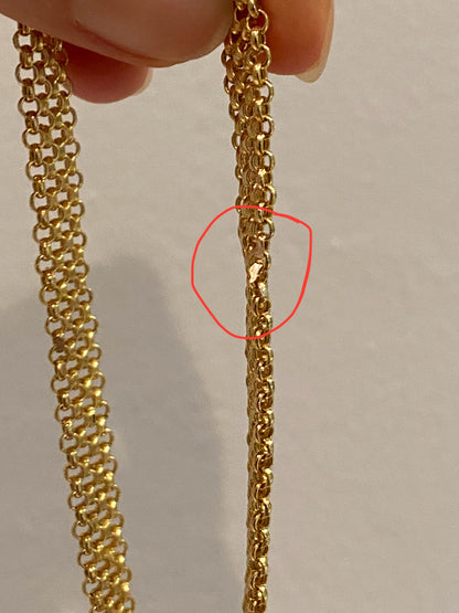 VINTAGE 14K GOLD BISMARK BRACELET, 7 7/8" x 8 MM