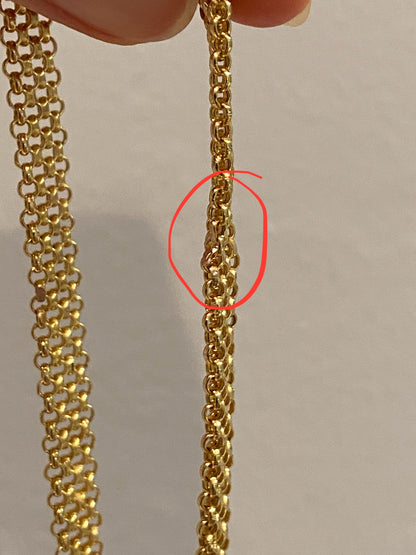 VINTAGE 14K GOLD BISMARK BRACELET, 7 7/8" x 8 MM