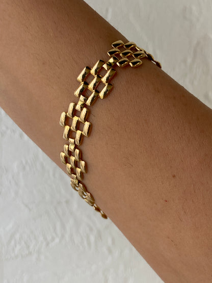 VINTAGE 14K GOLD PANTHER-LINK BRACELET, 7.25"