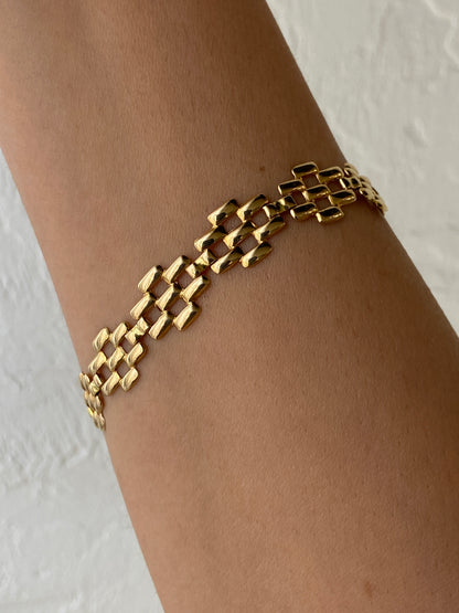 VINTAGE 14K GOLD PANTHER-LINK BRACELET, 7.25"