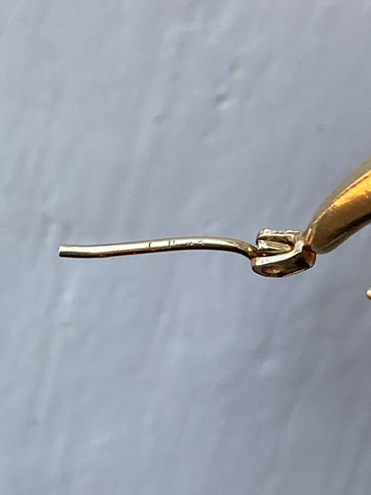 VINTAGE 14K GOLD PUFFED OVAL HOOPS, 22 MM x 14 MM