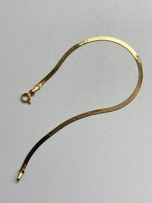 VINTAGE 14K GOLD HERRINGBONE BRACELET, 7 1/16" x 2 MM