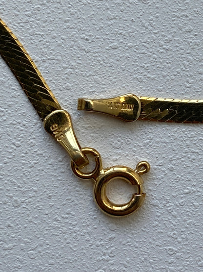 VINTAGE 14K GOLD HERRINGBONE BRACELET, 7 1/16" x 2 MM