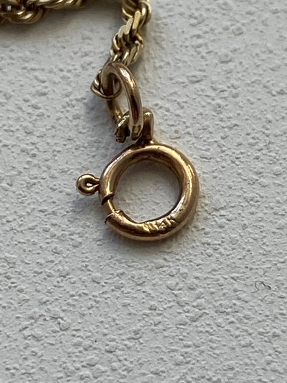Vintage 14K Solid Yellow Gold Rope Bracelet