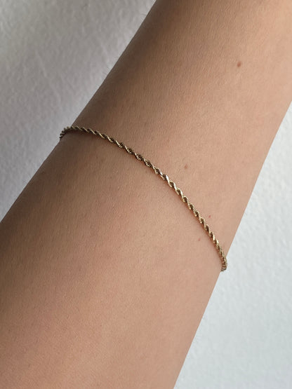 Vintage 14K Solid Yellow Gold Rope Bracelet