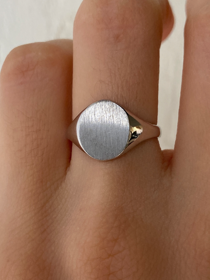 VINTAGE 14K WHITE GOLD SIGNET RING, SIZE 5.5