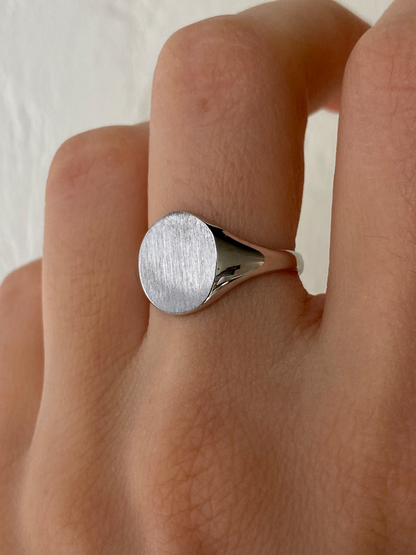 VINTAGE 14K WHITE GOLD SIGNET RING, SIZE 5.5