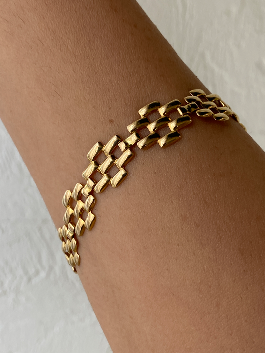 VINTAGE 14K GOLD PANTHER-LINK BRACELET, 7.25"