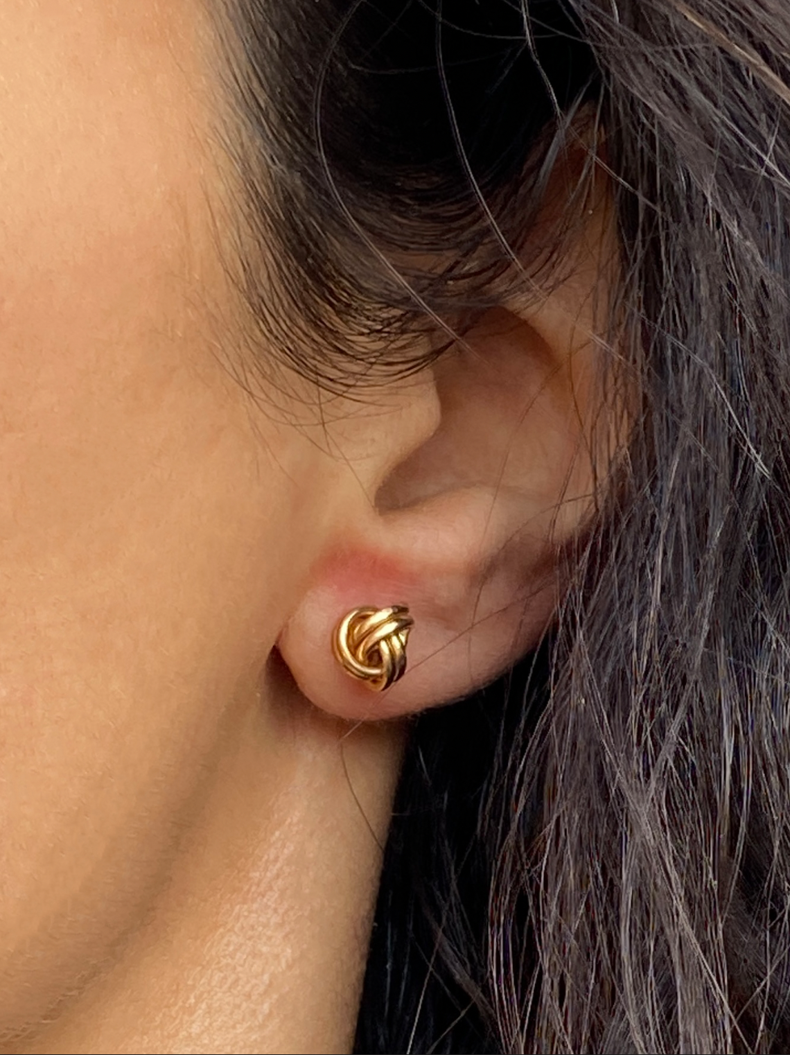 VINTAGE 14K GOLD KNOT STUDS, 8 MM