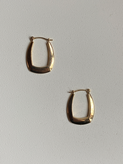 VINTAGE 14K GOLD HOOPS, 23 MM x 18 MM