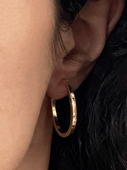 Vintage 14K Solid Yellow Gold Oval Hoops