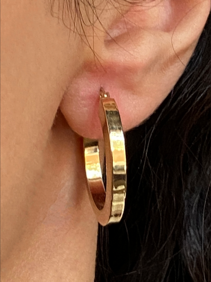 Vintage 14K Solid Yellow Gold Polished Hoops