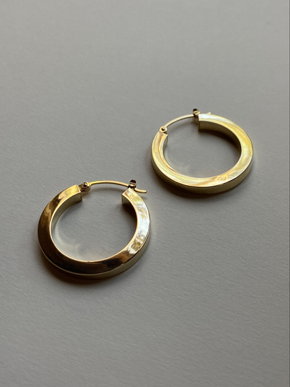 Vintage 14K Solid Yellow Gold Polished Hoops