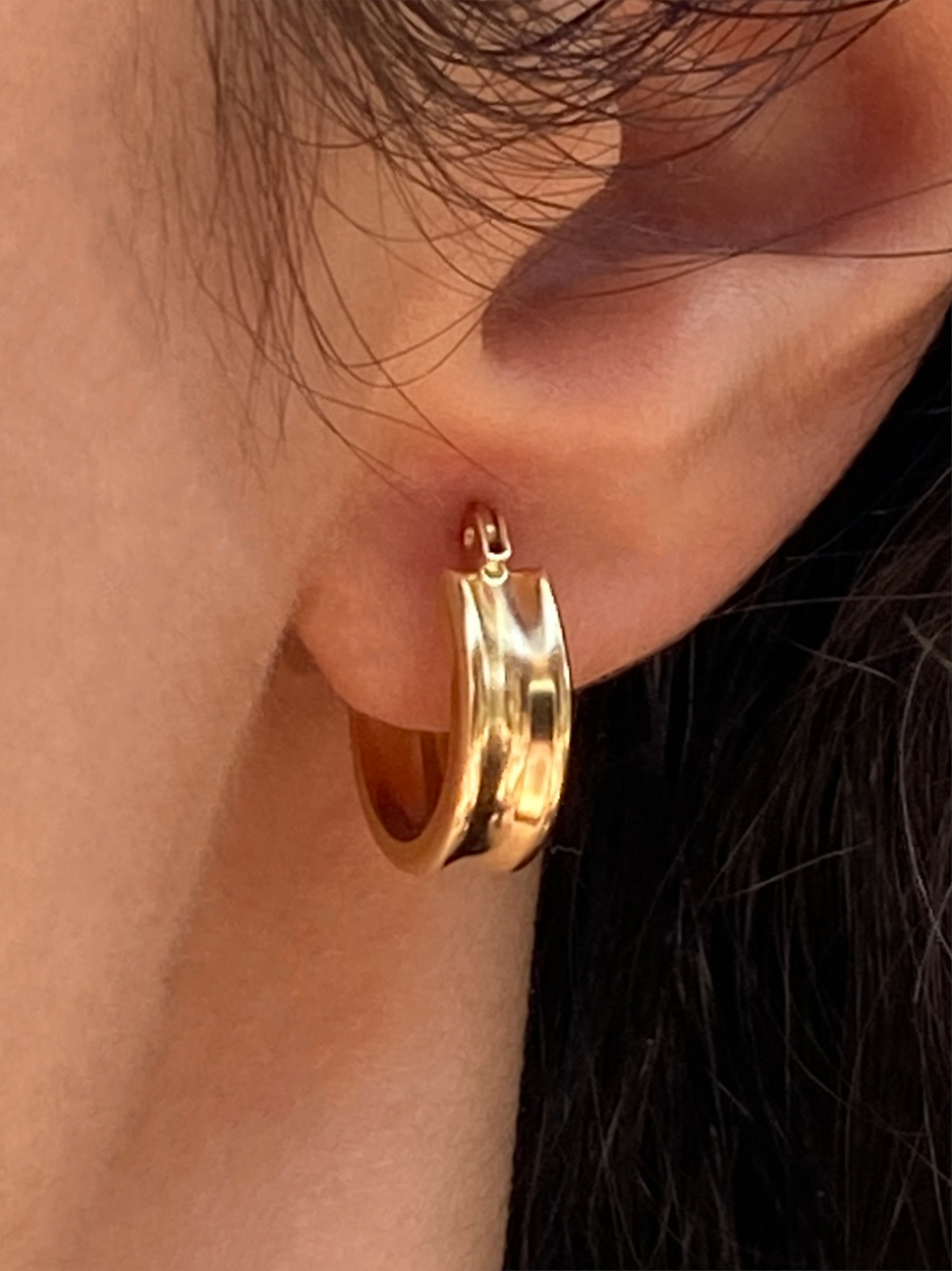 Estate 14K Solid Yellow Gold Hoop Earrings
