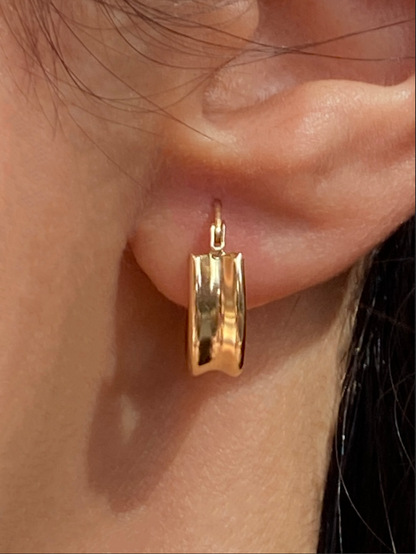 Estate 14K Solid Yellow Gold Hoop Earrings