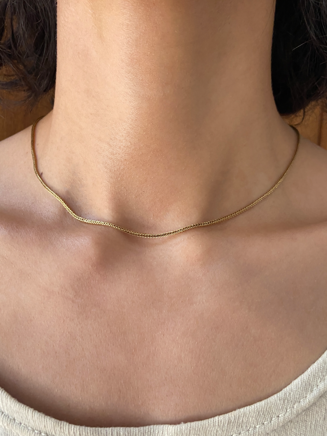 Vintage 14K Solid Yellow Gold Foxtail Chain Necklace