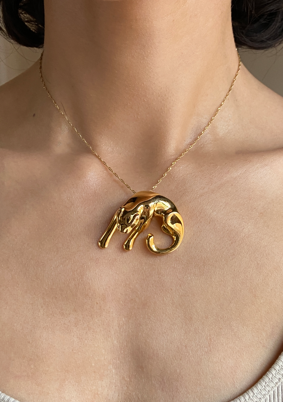 Vintage 14K Solid Yellow Gold Panther Pendant