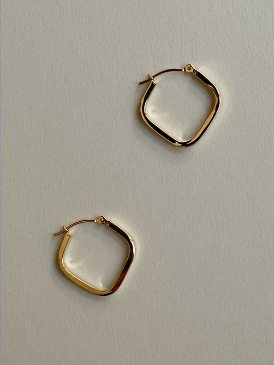Vintage 14K Solid Yellow Gold Square Hoops