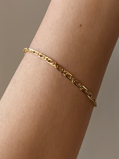 Vintage 14K Solid Yellow Gold Flat-Link Bracelet
