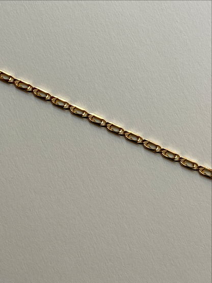 Vintage 14K Solid Yellow Gold Flat-Link Bracelet