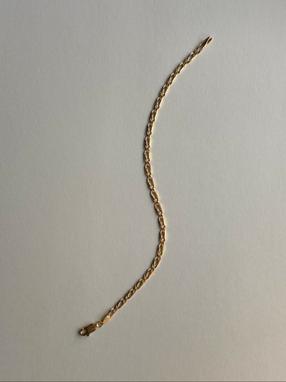 Vintage 14K Solid Yellow Gold Flat-Link Bracelet