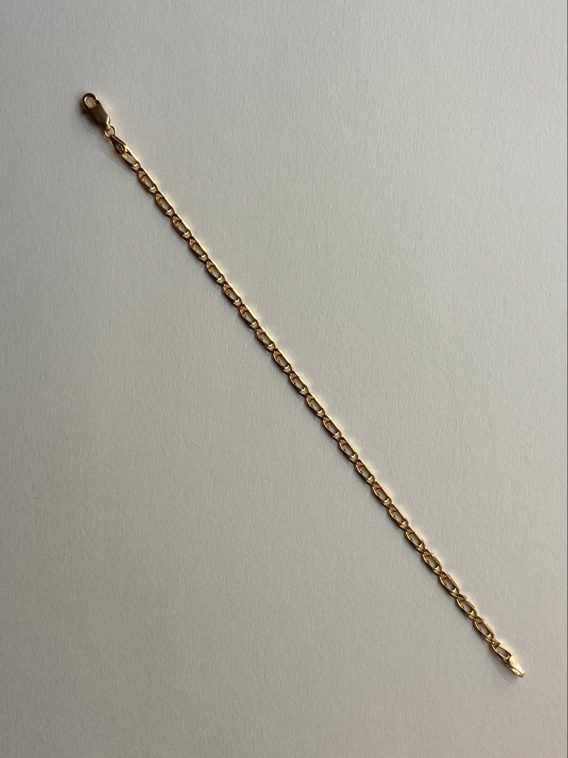 Vintage 14K Solid Yellow Gold Flat-Link Bracelet