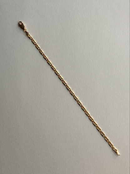 Vintage 14K Solid Yellow Gold Flat-Link Bracelet