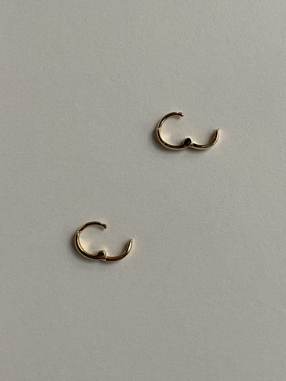 Vintage 14K Solid Yellow Gold Tiny Huggie Hoops