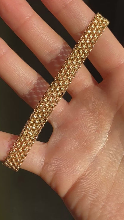 VINTAGE 14K GOLD BISMARCK BRACELET, 7 7/8" x 8 MM