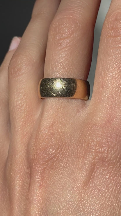 Vintage 14K Solid Yellow Gold Cigar Band Ring, Size 6