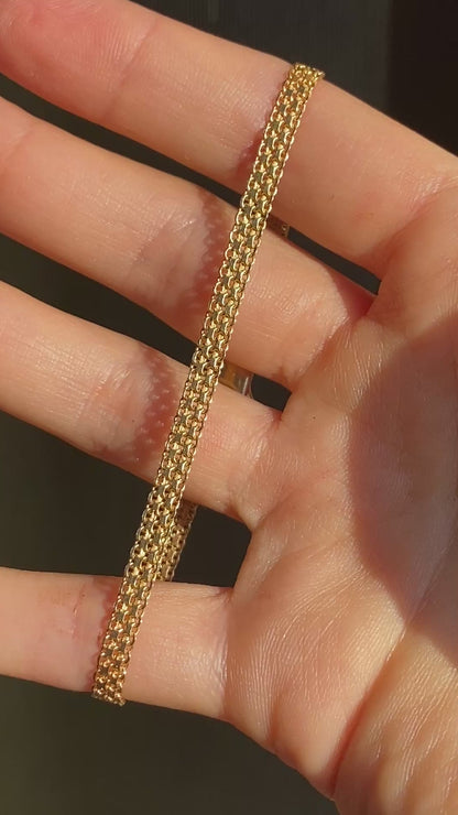 VINTAGE 14K GOLD BISMARCK BRACELET, 7 3/16" x 3.74 MM