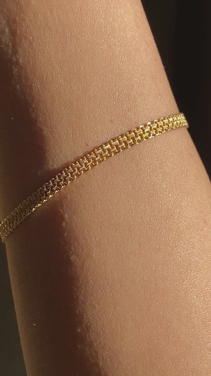 VINTAGE 14K GOLD BISMARCK BRACELET, 7 3/16" x 3.74 MM