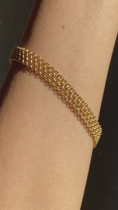 VINTAGE 14K GOLD BISMARCK BRACELET, 7 7/8" x 8 MM